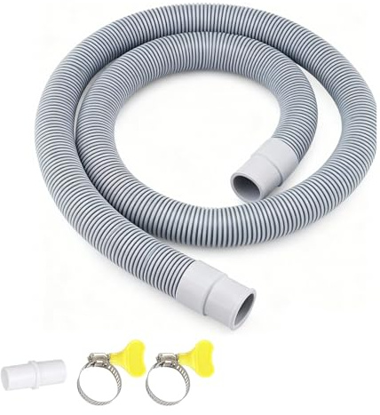 Manguera de Desagüe Universal 1 Metro para Lavadora y Lavavajillas Diámetro 20mm con Conector y Abrazaderas Tubo Evacuación Agua
