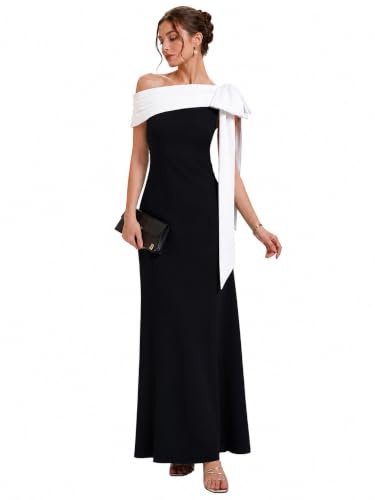 Ever-Pretty Women Evening Dress Floor Length Wedding Guest Dresses Knit Asymmetrical with Empire Waist and Sleeveless 02632
