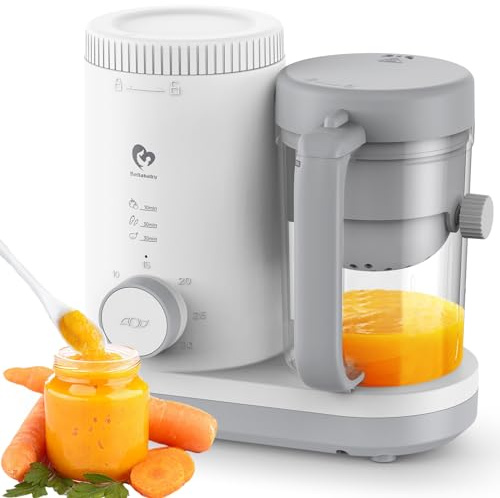 Baby Food Maker Bellababy Baby Food Processor, Puree Blender Steamer with Reversible Steam Basket, One Button Easy Operation & Large Opening for Easy Cleaning