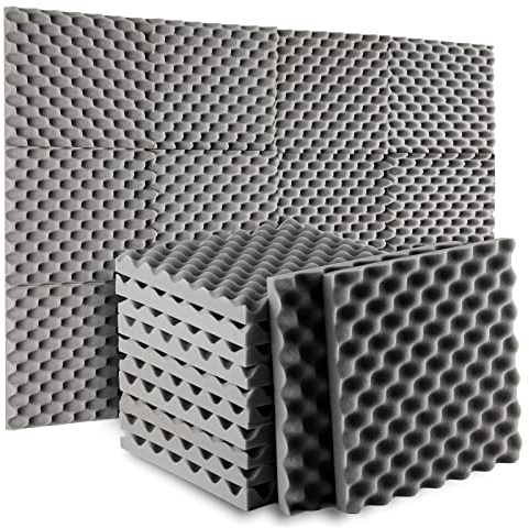 Acoustic Sound Proofing Foam Panels: 12 Pack Acoustic Foam Panels with Double Sided Tape - 1X12X12 Fireproof Sound Proofing Panels for Wall Recording Studio Office Home
