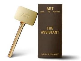 AKT, THE ASSISTANT. Tube squeezer key — The key to ZERO WASTE. 100% PLASTIC FREE & RECYCLABLE — Squeeze out every last drop of your NATURAL DEODORANT BALM from AKT LONDON