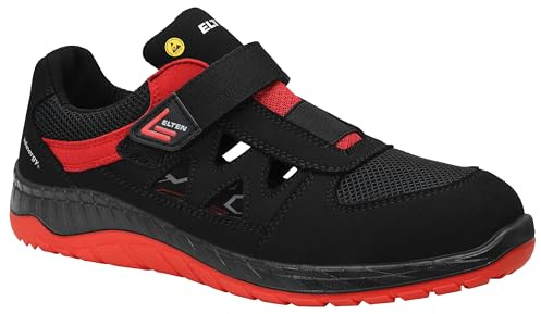 ELTEN Scarpe antinfortunistiche Lonny Red Easy ESD S1P, da donna e da uomo, in tessuto, con punta in acciaio, leggere, sportive, nero/rosso, taglia: 38