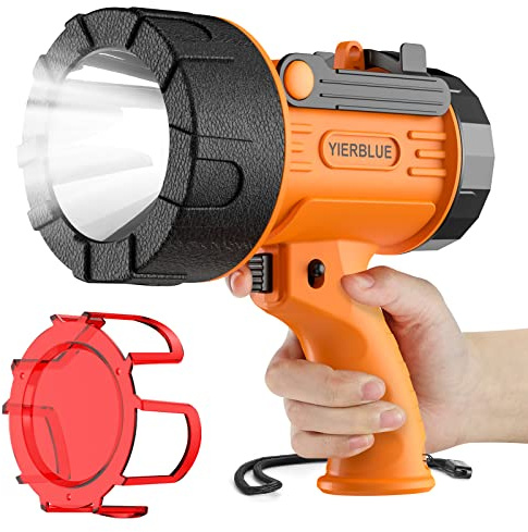 YIERBLUE Rechargeable Spotligh with 2000,000 Lumen LED, Handheld Rechargeable Spotlight IP67 Waterproof Flashlight, 9h Ultra-Long Standby, Ideal Spotlight for Boating, Camping