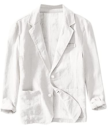 liaddkv _ linne kavaj herr sommar lätt kavaj fritid kostymjacka två knappar lätta sportrockar kavaj herr sportig fritidsoverall kavaj herr blazer enknappskavaj, Vit, 3XL