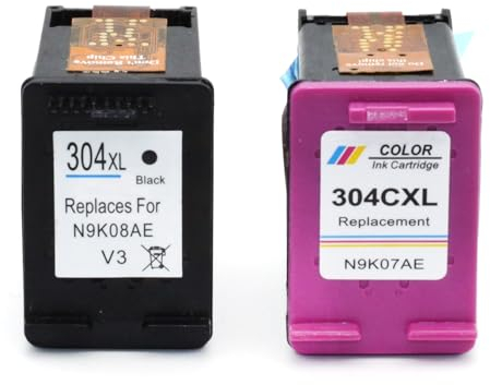 OBV Kompatibles Druckerpatronen-Set mit HP 304XL, Schwarz & 3-farbig, ersetzt N9K08AE & N9K01AE, für DeskJet 2630, Envy 5030