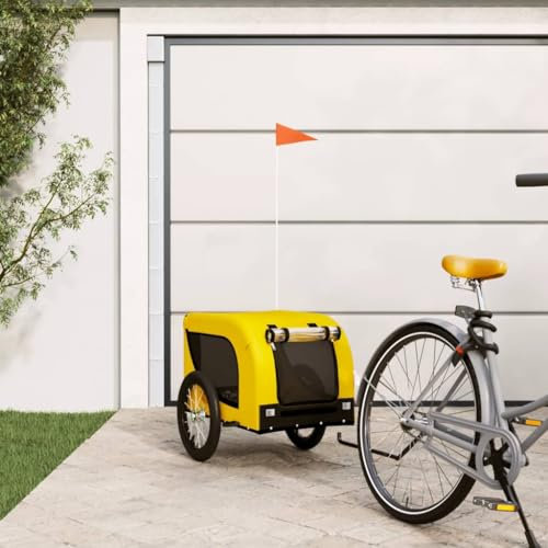 Hund Cykel Trailer Järn Oxford Tyg Gul Svart, CIADAZ Hundcykel Trailer Lastcykel - 94001