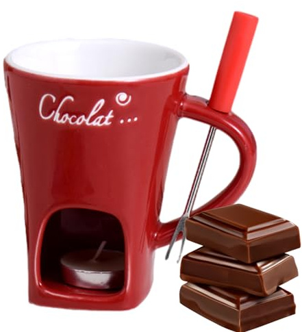 130 ml chokladfondue, chokladfondue-set, chokladfondue-, keramisk chokladfondue-, smör, söt chokladfondue-mugg med fondue-gaffel