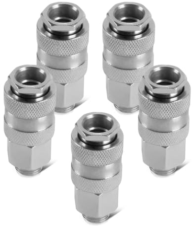 STAHLWERK 5er Set Druckluft-Schnellkupplung NW 7.2 mit 1/4 Zoll Außengewinde, Kupplung | Stecker | Adapter | Zubehör für Druckluft-Kompressoren