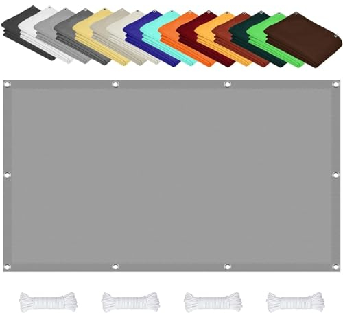Sonnensegel mit Ösen 0.5 x 9 m Wasserdicht Markisenstoff Markise Premium PES Polyester Imprägniert für Garten Terrasse Outdoor Camping, Hellgrau