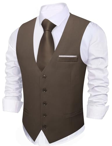 Barry.Wang Ensemble de 5 gilets formels en soie jacquard pour homme Motif cachemire
