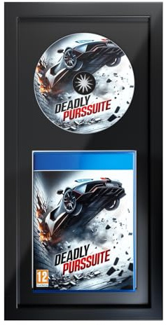 Video Game Display Frame Compatible with Standard PS5/PS4/PS3 Game Case and Disc, Solid Wood Shadow Box with EVA Foam Lining and Black Flocked Fabric, Wall or Tabletop Gaming Room Decor
