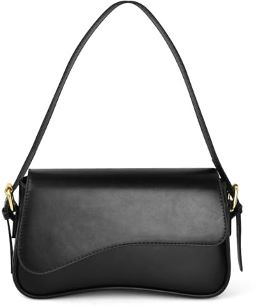 Amexo Handtasche Teenager Mädchen Shoulder Bag Hobo Bag Leder mit Reißverschluss Vintage Aesthetic y2k Tasche Klein Handbags for Women Handtasche Damen Klein Schultertasche Umhängetasche, Schwarz