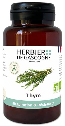 Thym BIO | 200 gélules | Respiration & Résistance | Maux De L'Hiver | 210 mg dosage 100% naturel sans additif et non comprimé | L'HERBIER DE GASCOGNE | Herboriste depuis 1985