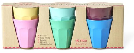 Rice Lot de 6 gobelets en mélamine - Petits gobelets colorés de qualité supérieure en mélamine solide (160 ml), légers, passent au lave-vaisselle, sans BPA - Idéal pour les enfants et les adultes