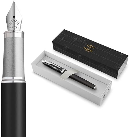 Parker IM Premium Penna Stilografica | Collezione Legacy of Flight | Rifiniture Cromate | Pennino Fino | Inchiostro Blu | Confezione Regalo