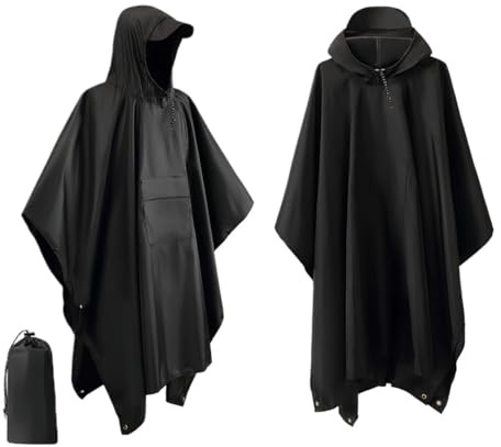 LJKAIML Hooded Rain Poncho 3 in 1 Outdoor Raincoat Waterproof Hooded Sleeve Rain Poncho Multifunction Portable Rainwear(1-Without Pocket)