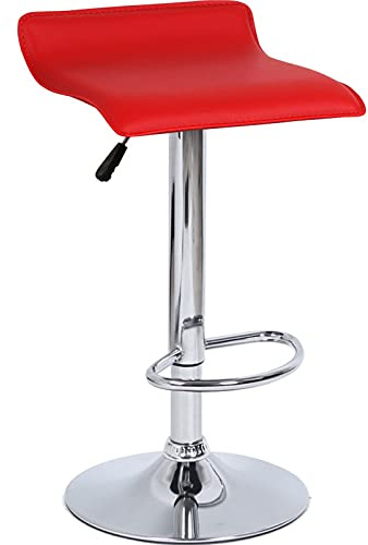 Square High Stuhl Stuhl Stuhl und stilvoll, PU -Sitz, SGS -Luftstange, verstellbare Sitzhöhe (55~75 cm), geeignet für Stabstalter, Studienräume (rot)