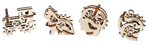 UGEARS FT-1 70029 U-Fidgets Tribikes Puzzle Pieces Set with 4 Models Anti-Stress 3D Puzzle Self Building Kit 4 Mini Miniature Model Mechanical Models Plywood Construction Kit