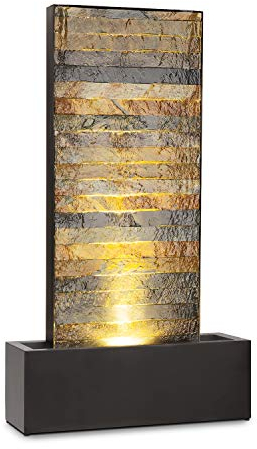 blumfeldt Raincastle Gartenbrunnen für drinnen und draußen Allround Edition - stetiger Wasserumlauf, extralanges 10 m Netzkabel, 12 LEDs, 8 W Pumpe, Schutzart: IPX8, 10 kg, Graphitgrau