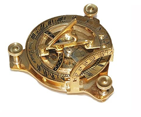 AEspares Brújula de reloj solar de 7,6 cm fabricada en latón náutico