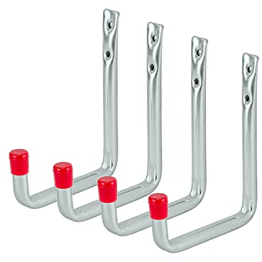 siwitec Wandhaken U-Form 300 x 250 mm verzinkt, 4er Set, Traglast: 22 kg, Schwerlasthaken, abgewinkelt