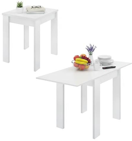 Dmora -Tavolo allungabile Comer, Consolle estensibile multiposizione,Tavolo consolle ausiliare pieghevole, 79/134x67h79 cm, Bianco