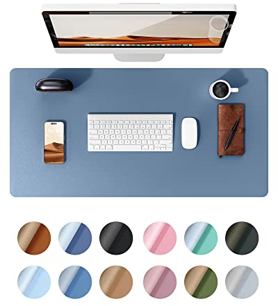 YSAGi Schreibtischunterlage 80x40cm, Premium Leder Mauspad XXL, Rutschfeste Tischunterlage Schreibunterlage, Multifunktionales Office Mousepad Schreibtisch Zubehör für Büro & Homeoffice (Meeresblau)