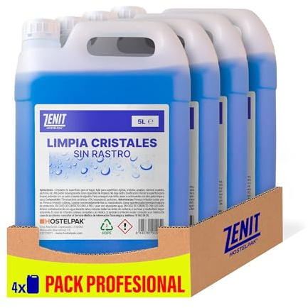 Hostelpak | 4 x 5L - Limpiacristales Multiusos profesional, Liquido ventanas, Limpiador profesional