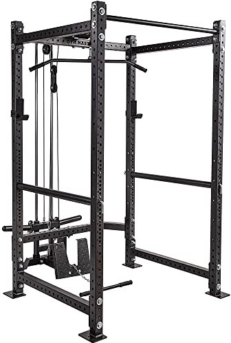 GYM MASTER GM3 Weight Lifting Power Rack Squat Cage with Dual Cable System - H206cm/D60cm