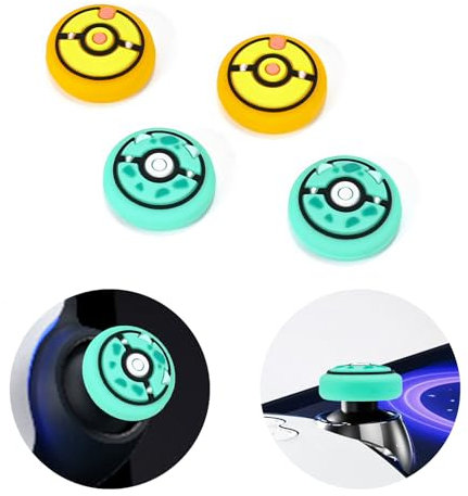 DLseego Thumbstick Tapas para Portal PlayStation Remote Player,Suave Silicona Anti-Huellas Joystick Tapas Antideslizante Mando Palanca de Pulgar Botón Cubierta para PS Portal-Verde+Amarillo