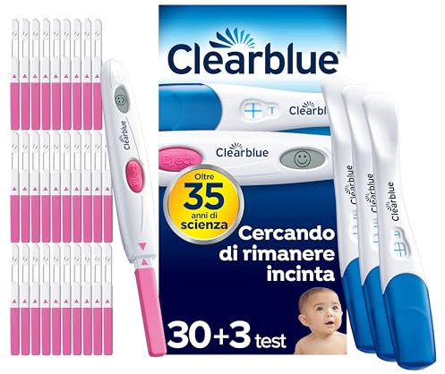 Test di Ovulazione Clearblue Digitale, Può aiutarti a rimanere incinta, 1 Portastick Digitale e 30 Sticks + Clearblue Test di Gravidanza Rilevazione Rapida Maxiformato, 3 Test