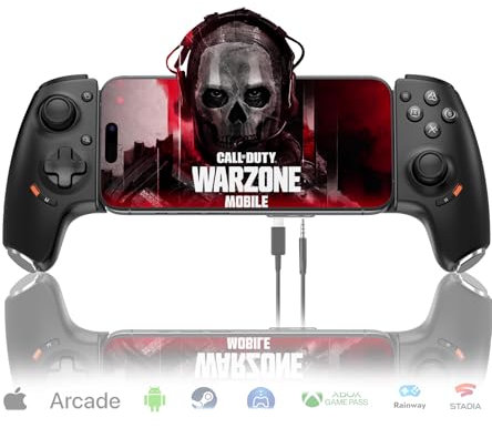 arVin Mobile Gaming Controller für Android und iPhone 15/16 Serie(USB-C), Wireless Phone Controller mit Hall-Effekt Joystick - Xbox Cloud/Steam Link/GeForce Now, 3.5mm Audio Jack (Schwarz)