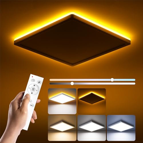 BLNAN LED Ceiling Lights for Bedroom, 24W 2400LM Dimmable Ceiling Light with Remote Control, 2000K Night Light, 3000K-6500K Square Flush Ceiling Lamp for Living Room,Bedroom, Kitchen, White 30CM