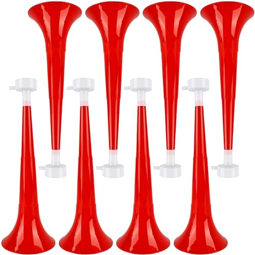Hoarost 8 Pcs 10.24 Inch Mini Collapsible Stadium Horn Plastic Vuvuzela Trumpet Horn Loud Sound Noise Maker for Sporting Events Graduation Games School Party Supplies Favors Accessories (Color Set 5)
