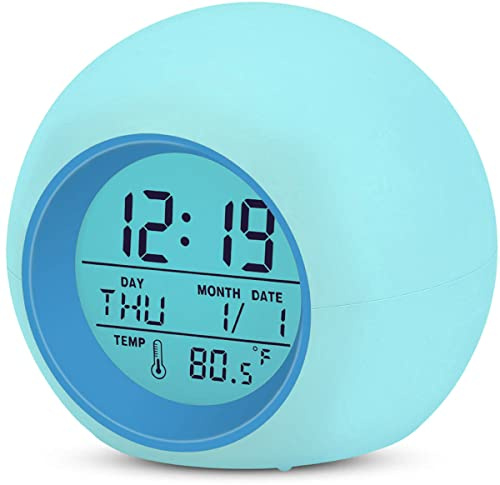 Zonopy Sveglia per Bambini – Orologio Digitale con Luci da Comodino a 7 Colori, Sveglia per Ragazzi e Ragazze, Funziona a Batteria con Funzione Snooze, Orologio per Comodino, Camera da Letto e
