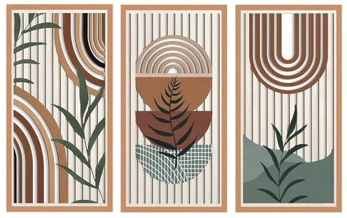 Sasiil 3 Piezas Bohémien Decoración Pared, Escultura de Pared Decorativa, Arte Mural de Madera Moderno, Cuadros Decoracion Salon Modernos, Adornos Pared para Dormitorio, Oficina, Regalo de Mudanza