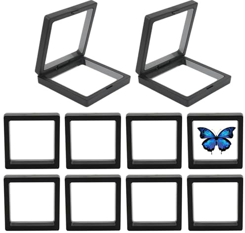 Generisk 3D-flytande ram för smycken, 3D-svävande smyckeskrin | 10 stycken smyckesvitrinskåp med 3D-pool – hushållsprovhållare av PE-folie för ädelstenar, ringar, armband