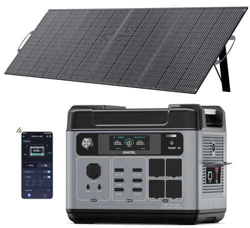 OUKITEL 3200W Generador Solar con Panel 200W, 2048Wh Estación de Energía Portátil, Carga Rápida 80% en 45min, Batería LiFePO4, APP, 16 Puertos, Power Station para Camping y Emergencia, P2001E Pro