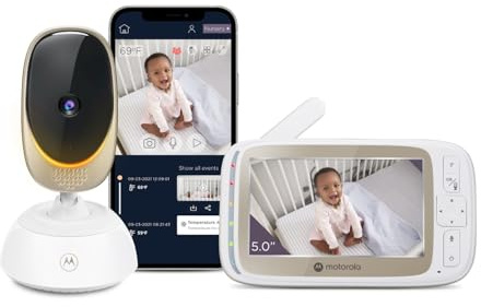 Motorola Nursery VM85 Connect Baby Monitor with Camera – WiFi and Mobile App, 5” Display, Night Vision, Pan/Tilt, Two-Way Talk, Lullabies (Renewed)