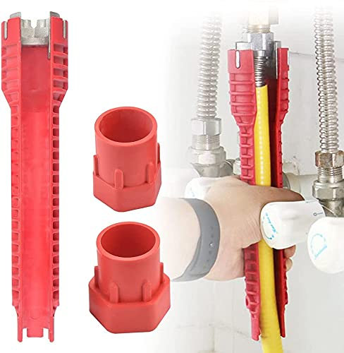 Llave de instalación de grifo y fregadero multifunción herramienta de plomería llave de tubería de agua para inodoro/lavabo/cocina plomería y más, herramientas de reparación e instalación (7-in-1)