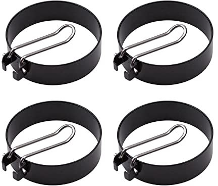 Vastsea 4 Pezzi Anello Uovo in Acciaio Inossidabile, Anello per Uova di Forma Rotonda Antiaderente, Stampo per Frittate con Manico, Applica a per Omelette, Involtini di Uova, Frittelle(Nero)