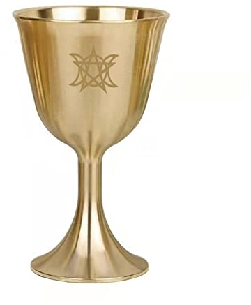 Cáliz de altar, cáliz vintage de pentagrama de cáliz de altar, suministros y herramientas wiccanas, taza de cáliz de latón macizo, decoración artesanal para decoración del hogar, taza de bendiciones