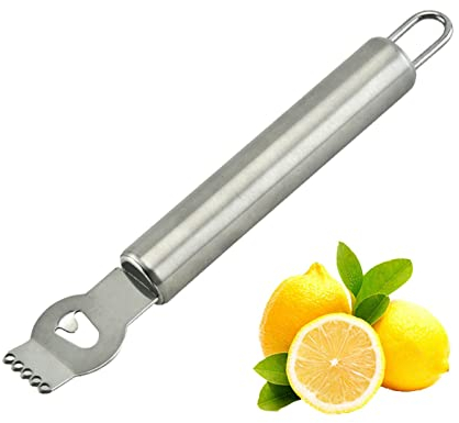 Rallador de limón con hoja de canal, pelador de cítricos naranja de acero inoxidable, rallador con mango de agarre cómodo, rallador micro Zester para cocina