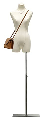 Schneiderpuppe Damenbüste Weiblich, Höhe Verstellbarer Schaufensterpuppe Körper, Mannequin mit Metall Base Kleiderpuppe, Schneiderbüste Büste Torso für Bekleidungsgeschäft ( Farbe : Weiß , Größe : C )
