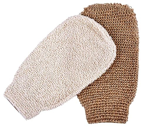 JOCXZI Peeling-Handschuh - 2 Stück doppelseitige Peeling-Handschuhe, Peeling-Badehandschuh, reinigt und reinigt sanft die Haut für Körper und Gesicht, Männer, Frauen, Massage, Spa