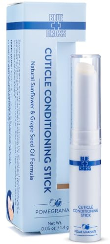 Blue Cross Cuticle Balm Conditioning Stick, Scented Cuticle Softener Oil Balm with Nourishing Sunflower & Grape Seed Oil, Professional Nail Care Supports Dry + Damaged Cuticles, 0.05oz, Pomegranate