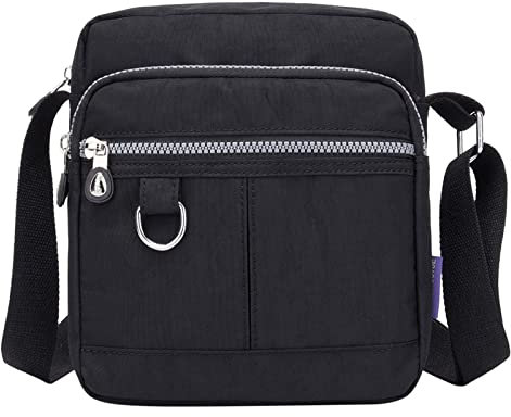 BIISDOST Casual Nylon Geldbörse Handtasche Umhängetasche Wasserdichte Umhängetasche Handtasche für Frauen Große Taschen Damen (Black, One Size)