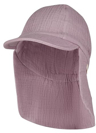 Sterntaler Schirmmütze Nacken Musselin - Mädchen Mütze aus Baumwoll Musselin (Bio) - UV-Schutz 50+ Sonnenhut mit Nackenschutz - Baby- und Kinder Sommer Kopfbedeckung - pastellviolett, Größe 51