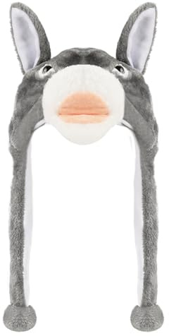 Audaisyly Divertido sombrero de animal de felpa con orejeras, sombreros de forro polar suave lindo gorro de conejo para niños, mujeres y niñas, cosplay, fiesta, regalos de vacaciones (burro)