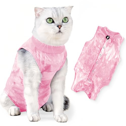 LOMSUXA Body Post Operatorio Gatto Femmina Tuta Gatto Post Intervento Tutina Gatto Post Operatoria Tuta di Recupero Corpo per Gatto Dopo Chirurgia Gattino Sterilizzazione Vestiti per Gatti 3-5kg